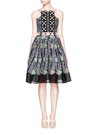 Main View - Click To Enlarge - PETER PILOTTO - 'Atom' lace panel jacquard flare dress