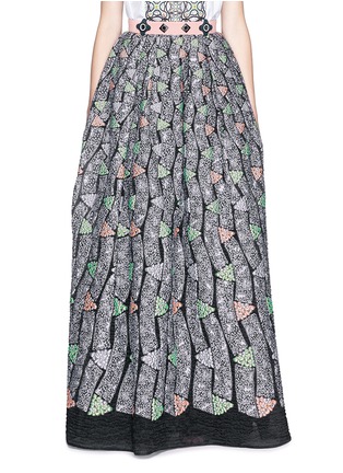 Main View - Click To Enlarge - PETER PILOTTO - Floral stripe brocade maxi skirt