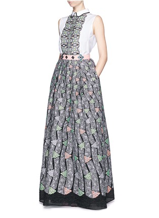 Figure View - Click To Enlarge - PETER PILOTTO - Floral stripe brocade maxi skirt