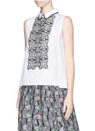 Front View - Click To Enlarge - PETER PILOTTO - Atom embroidery insert poplin shirt
