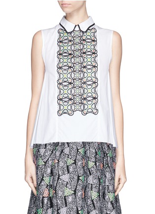 Main View - Click To Enlarge - PETER PILOTTO - Atom embroidery insert poplin shirt
