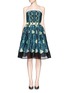 Main View - Click To Enlarge - PETER PILOTTO - 'Kinetic' atom jacquard strapless flare dress