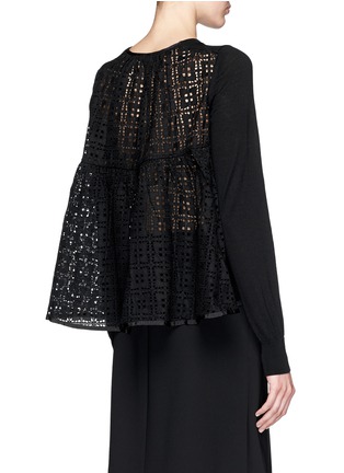 Back View - Click To Enlarge - SACAI LUCK - Broderie anglaise back wool cardigan