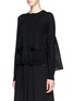 Front View - Click To Enlarge - SACAI LUCK - Broderie anglaise back wool cardigan