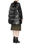 Back View - Click To Enlarge - SACAI LUCK - Leather sleeve long down jacket