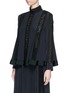Front View - Click To Enlarge - SACAI LUCK - Heart eyelet trim crepe flare top