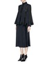 Figure View - Click To Enlarge - SACAI LUCK - Heart eyelet trim crepe flare top