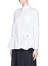 Front View - Click To Enlarge - SACAI LUCK - Drawstring cotton blend poplin shirt