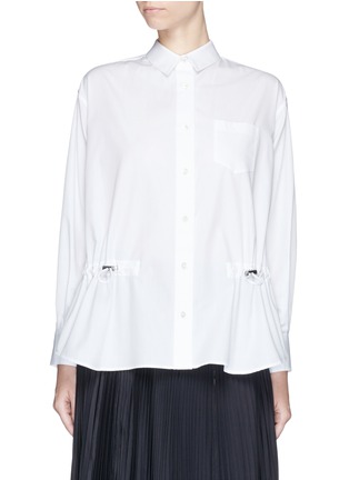 Main View - Click To Enlarge - SACAI LUCK - Drawstring cotton blend poplin shirt