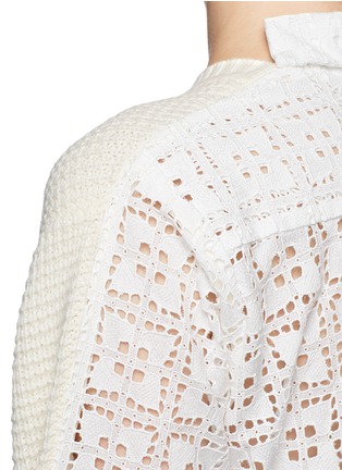 Detail View - Click To Enlarge - SACAI LUCK - Wool knit broderie anglaise combo sweater