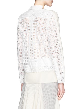 Back View - Click To Enlarge - SACAI LUCK - Wool knit broderie anglaise combo sweater