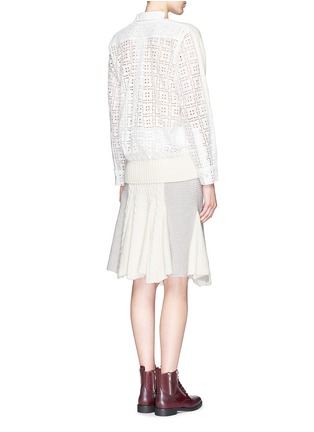 Figure View - Click To Enlarge - SACAI LUCK - Wool knit broderie anglaise combo sweater