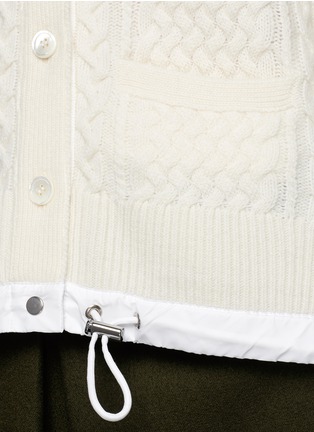 Detail View - Click To Enlarge - SACAI LUCK - Drawstring hem cable knit wool cardigan