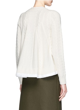 Back View - Click To Enlarge - SACAI LUCK - Drawstring hem cable knit wool cardigan