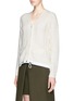 Front View - Click To Enlarge - SACAI LUCK - Drawstring hem cable knit wool cardigan