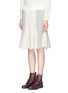 Front View - Click To Enlarge - SACAI LUCK - Drawstring hem cable knit wool flare skirt