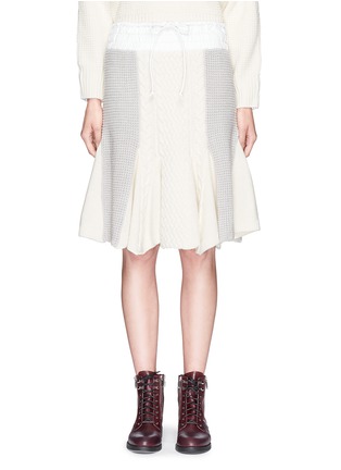 Main View - Click To Enlarge - SACAI LUCK - Drawstring hem cable knit wool flare skirt