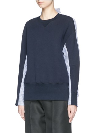 Front View - Click To Enlarge - SACAI LUCK - Pinstripe shirt back sweater