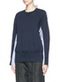 Front View - Click To Enlarge - SACAI LUCK - Pinstripe shirt back sweater