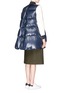 Back View - Click To Enlarge - SACAI LUCK - Leather sleeve flare back puffer down coat