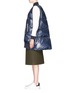 Figure View - Click To Enlarge - SACAI LUCK - Leather sleeve flare back puffer down coat