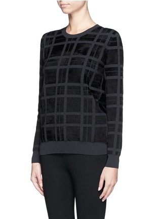 Front View - Click To Enlarge - THEORY - 'Jaidyn PL' furry velvet check sweater