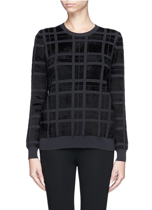 Main View - Click To Enlarge - THEORY - 'Jaidyn PL' furry velvet check sweater