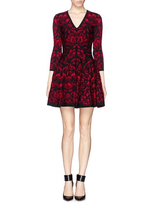 Main View - Click To Enlarge - ALEXANDER MCQUEEN - Mosaic tulip jacquard knit dress