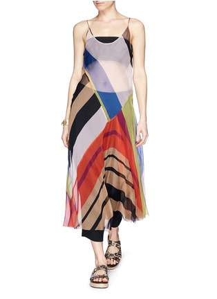 Figure View - Click To Enlarge - DRIES VAN NOTEN - 'Dibelle' stripe silk chiffon camisole dress