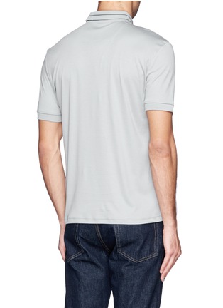 Back View - Click To Enlarge - ARMANI COLLEZIONI - Single stripe collar polo shirt