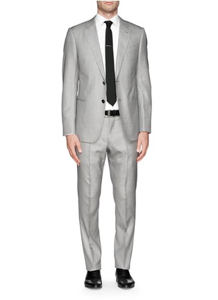 Main View - Click To Enlarge - ARMANI COLLEZIONI - Virgin wool-silk houndstooth suit