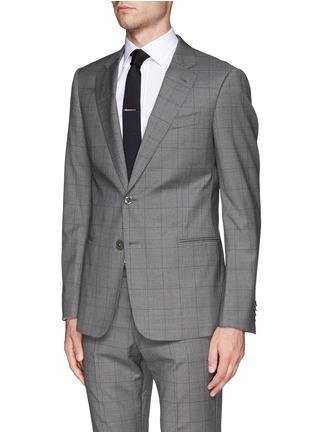 Front View - Click To Enlarge - ARMANI COLLEZIONI - Windowpane check virgin wool suit
