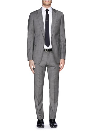 Main View - Click To Enlarge - ARMANI COLLEZIONI - Windowpane check virgin wool suit