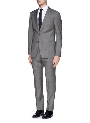 Figure View - Click To Enlarge - ARMANI COLLEZIONI - Windowpane check virgin wool suit