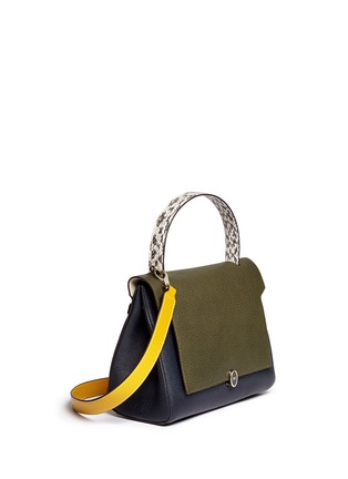 Front View - Click To Enlarge - ANYA HINDMARCH - 'Bathurst' small snakeskin trim leather satchel