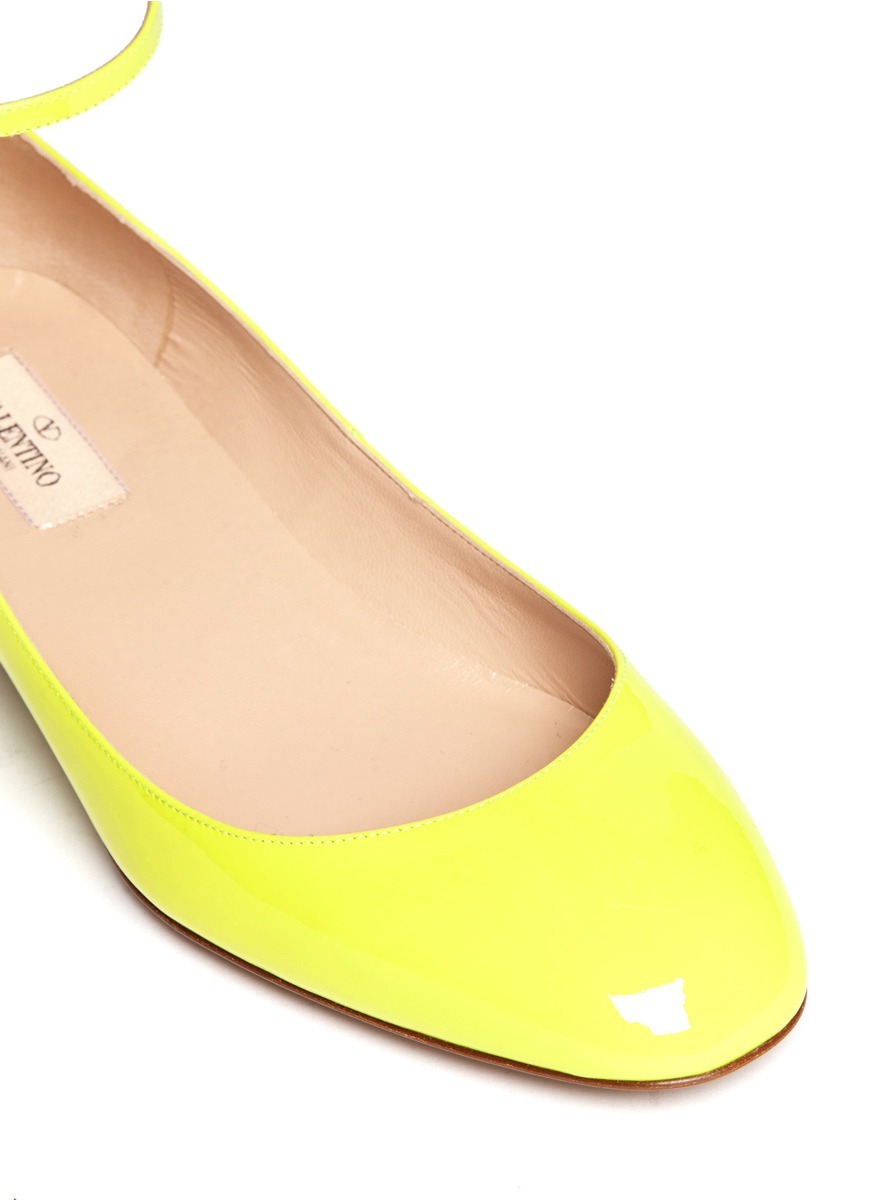 VALENTINO - Patent leather ankle strap pumps - on SALE | Yellow Pump ...