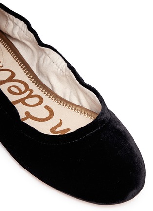 Detail View - Click To Enlarge - SAM EDELMAN - 'Fallon' ankle tie velvet ballet flats