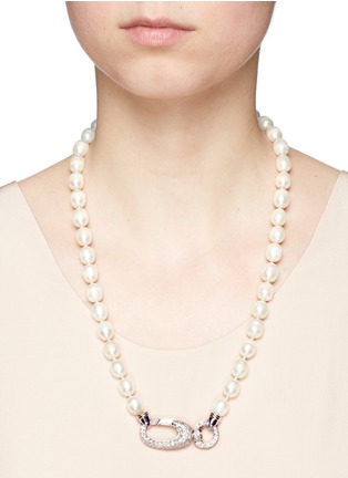 Figure View - Click To Enlarge - CZ BY KENNETH JAY LANE - Cubic zirconia pavé faux pearl necklace