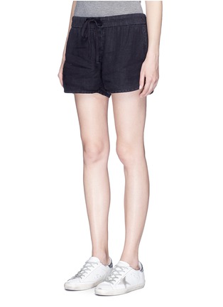 Front View - Click To Enlarge - JAMES PERSE - Drawstring garment dyed linen shorts