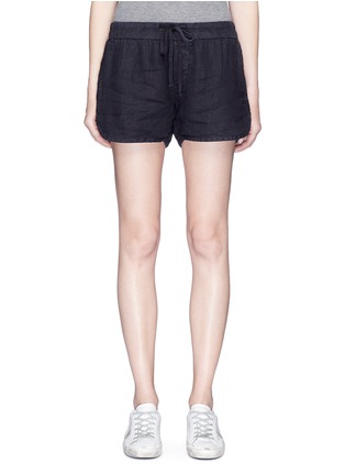Main View - Click To Enlarge - JAMES PERSE - Drawstring garment dyed linen shorts
