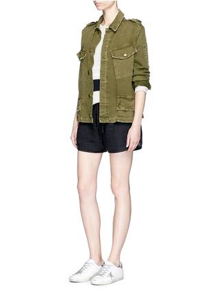 Figure View - Click To Enlarge - JAMES PERSE - Drawstring garment dyed linen shorts