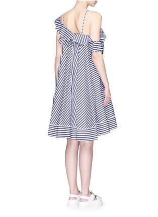 Back View - Click To Enlarge - MSGM - Asymmetric ruffle stripe cotton dress