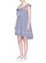 Figure View - Click To Enlarge - MSGM - Asymmetric ruffle stripe cotton dress