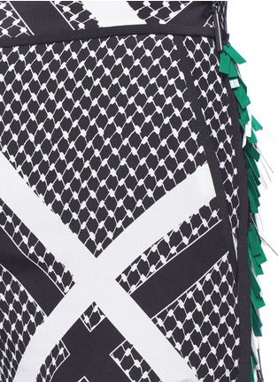 Detail View - Click To Enlarge - MSGM - Crisscross print embellished silk wide leg pants