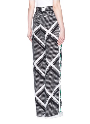 Back View - Click To Enlarge - MSGM - Crisscross print embellished silk wide leg pants