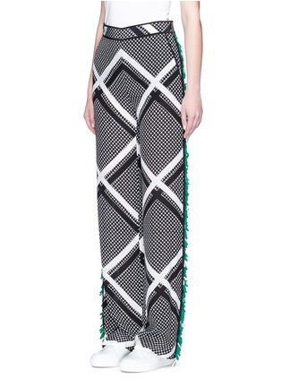 Front View - Click To Enlarge - MSGM - Crisscross print embellished silk wide leg pants