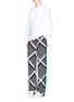 Figure View - Click To Enlarge - MSGM - Crisscross print embellished silk wide leg pants