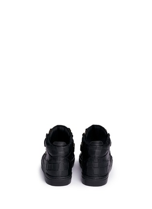 Back View - Click To Enlarge - 73426 - 'Nicki Junior' croc embossed leather kids sneakers