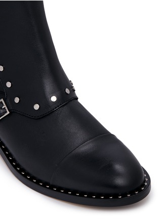 Detail View - Click To Enlarge - JIMMY CHOO - 'Baxter 35' stud trim buckle flap leather boots