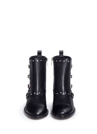Front View - Click To Enlarge - JIMMY CHOO - 'Baxter 35' stud trim buckle flap leather boots